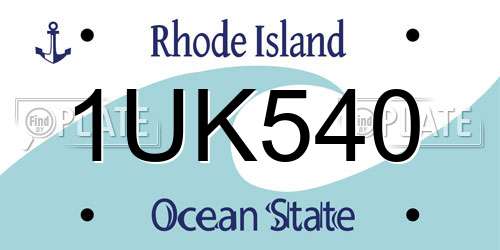 1UK540 Rhode Island License Plate