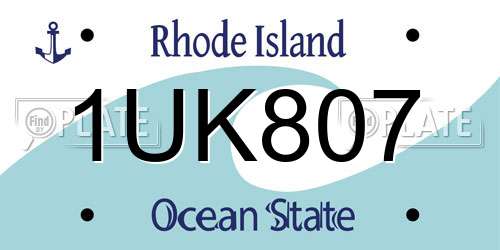 1UK807 Rhode Island License Plate
