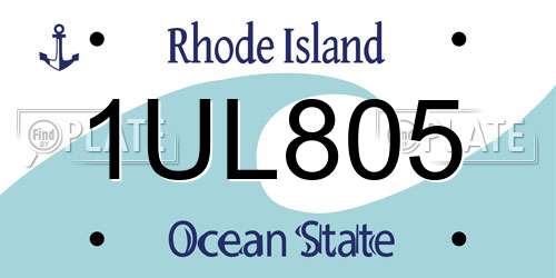 1UL805 Rhode Island License Plate
