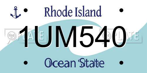 1UM540 Rhode Island License Plate
