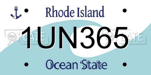 1UN365 Rhode Island License Plate