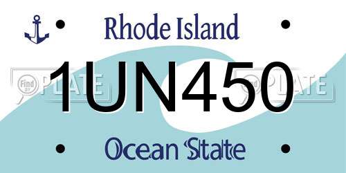 1UN450 Rhode Island License Plate