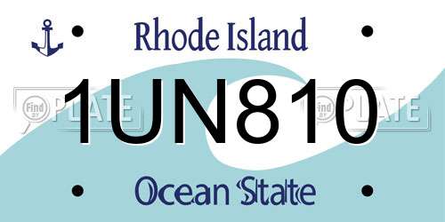 1UN810 Rhode Island License Plate