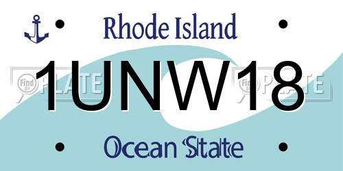 1UNW18 Rhode Island License Plate