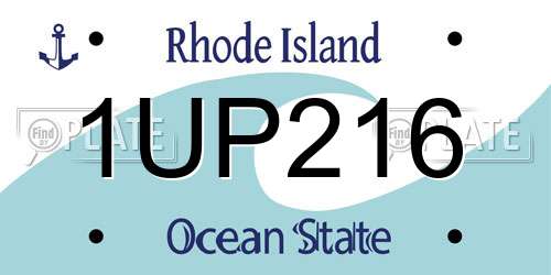 1UP216 Rhode Island License Plate
