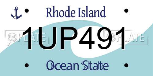 1UP491 Rhode Island License Plate