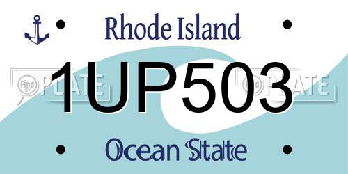1UP503 Rhode Island License Plate