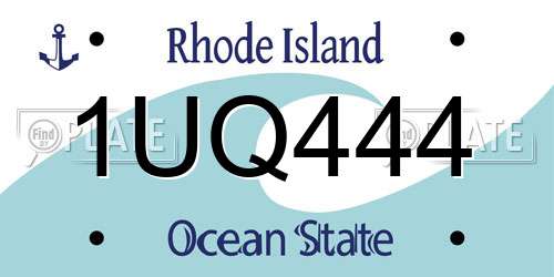 1UQ444 Rhode Island License Plate