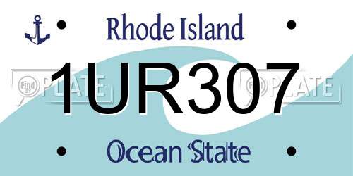 1UR307 Rhode Island License Plate
