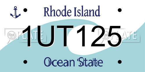 1UT125 Rhode Island License Plate