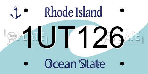 1UT126 Rhode Island License Plate