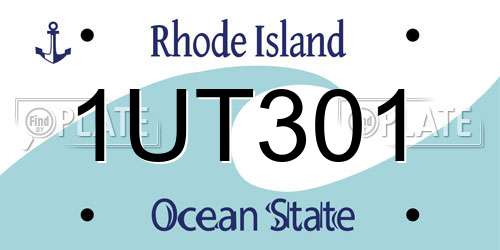 1UT301 Rhode Island License Plate