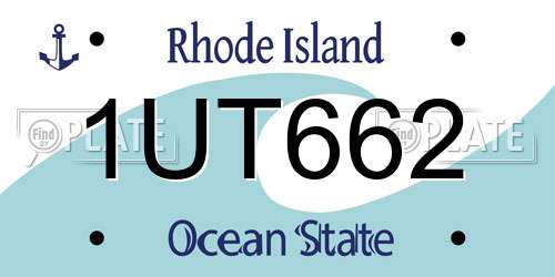 1UT662 Rhode Island License Plate