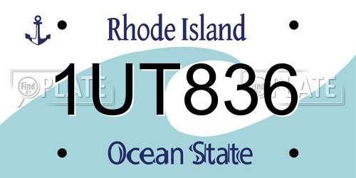 1UT836 Rhode Island License Plate