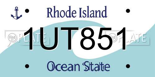 1UT851 Rhode Island License Plate