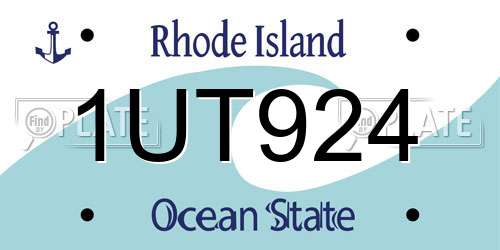 1UT924 Rhode Island License Plate