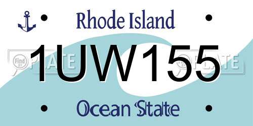 1UW155 Rhode Island License Plate