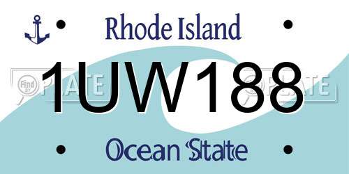 1UW188 Rhode Island License Plate