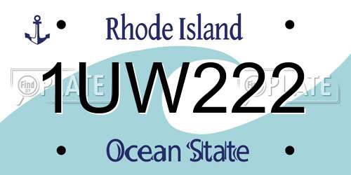 1UW222 Rhode Island License Plate