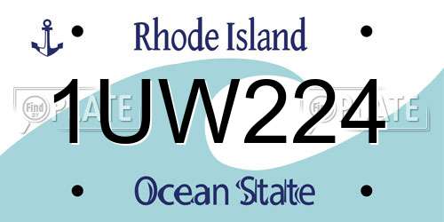 1UW224 Rhode Island License Plate