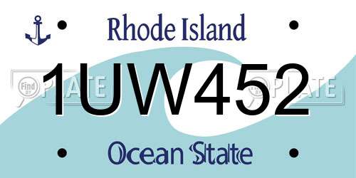 1UW452 Rhode Island License Plate