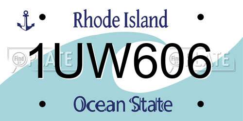 1UW606 Rhode Island License Plate