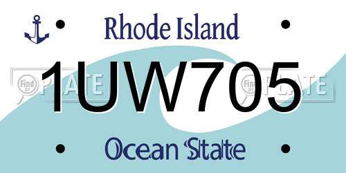 1UW705 Rhode Island License Plate