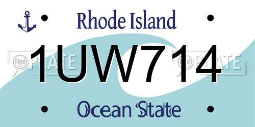 1UW714 Rhode Island License Plate