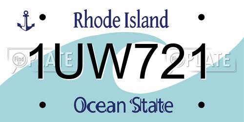 1UW721 Rhode Island License Plate