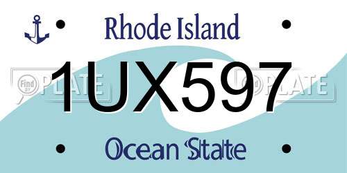 1UX597 Rhode Island License Plate