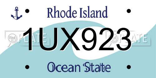 1UX923 Rhode Island License Plate
