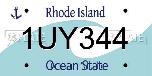 1UY344 Rhode Island License Plate