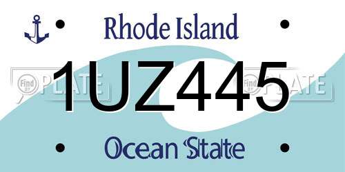 1UZ445 Rhode Island License Plate