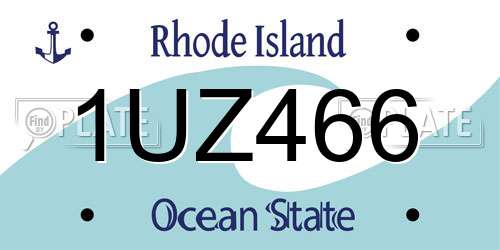 1UZ466 Rhode Island License Plate