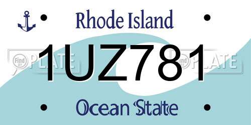 1UZ781 Rhode Island License Plate