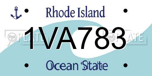1VA783 Rhode Island License Plate