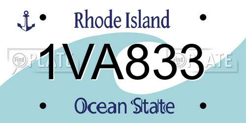 1VA833 Rhode Island License Plate