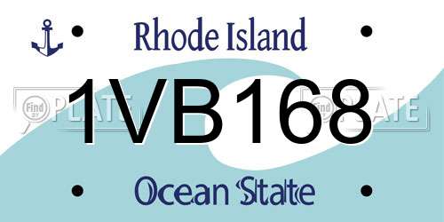 1VB168 Rhode Island License Plate