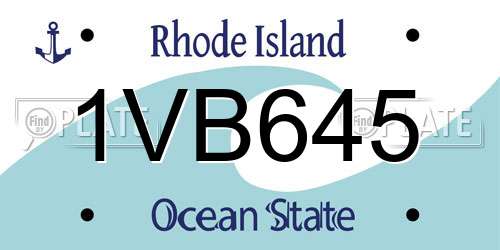 1VB645 Rhode Island License Plate