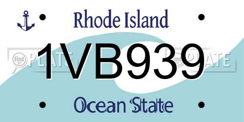 1VB939 Rhode Island License Plate