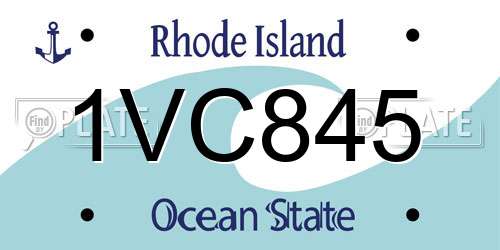 1VC845 Rhode Island License Plate