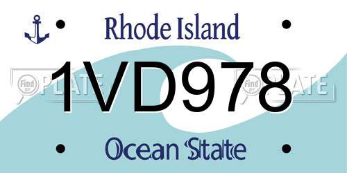 1VD978 Rhode Island License Plate