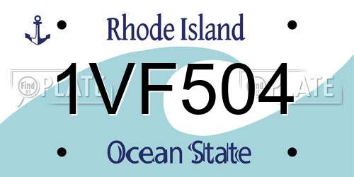 1VF504 Rhode Island License Plate