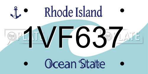 1VF637 Rhode Island License Plate