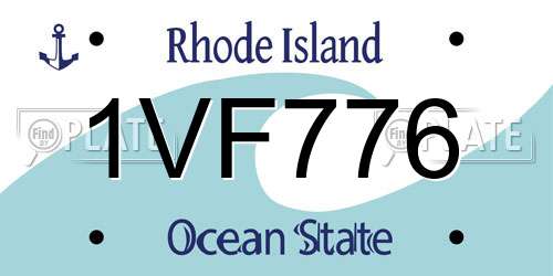 1VF776 Rhode Island License Plate
