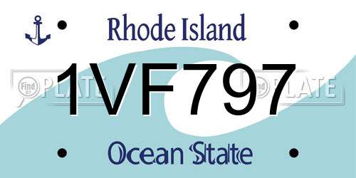 1VF797 Rhode Island License Plate