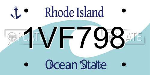 1VF798 Rhode Island License Plate