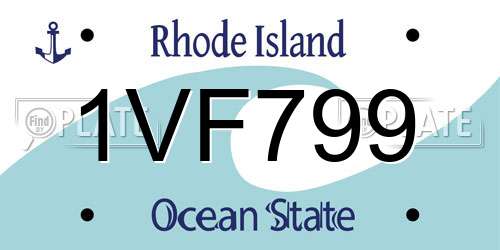 1VF799 Rhode Island License Plate