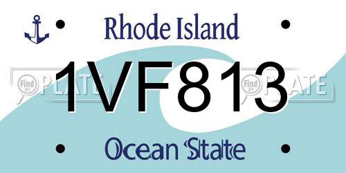 1VF813 Rhode Island License Plate