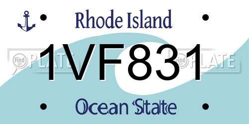 1VF831 Rhode Island License Plate
